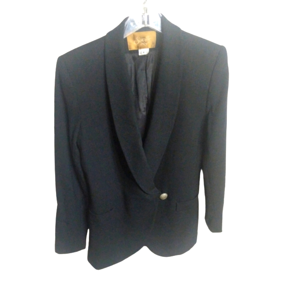 VTG Saville Academia Black Wool Boucle Blazer Women's Size 6 Capsule
